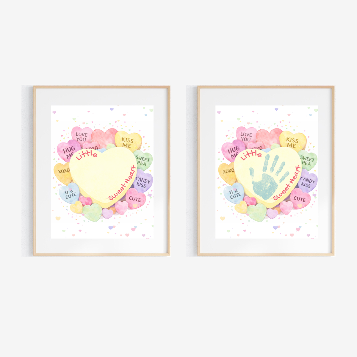 Valentine Sweetheart Candy Handprint & Footprint Craft for Kids | Conversation Heart Keepsake Printable