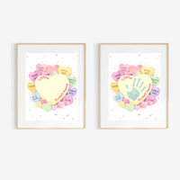 Valentine Sweetheart Candy Handprint & Footprint Craft for Kids | Conversation Heart Keepsake Printable