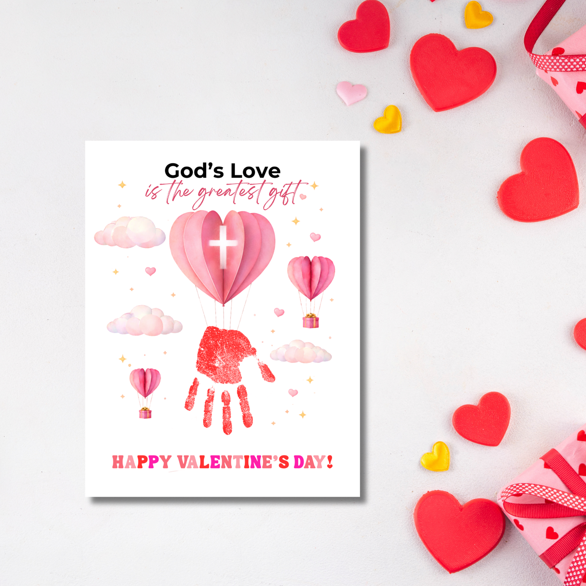 Christian Valentine Hot Air Balloon Handprint Craft | God’s Love Printable for Kids