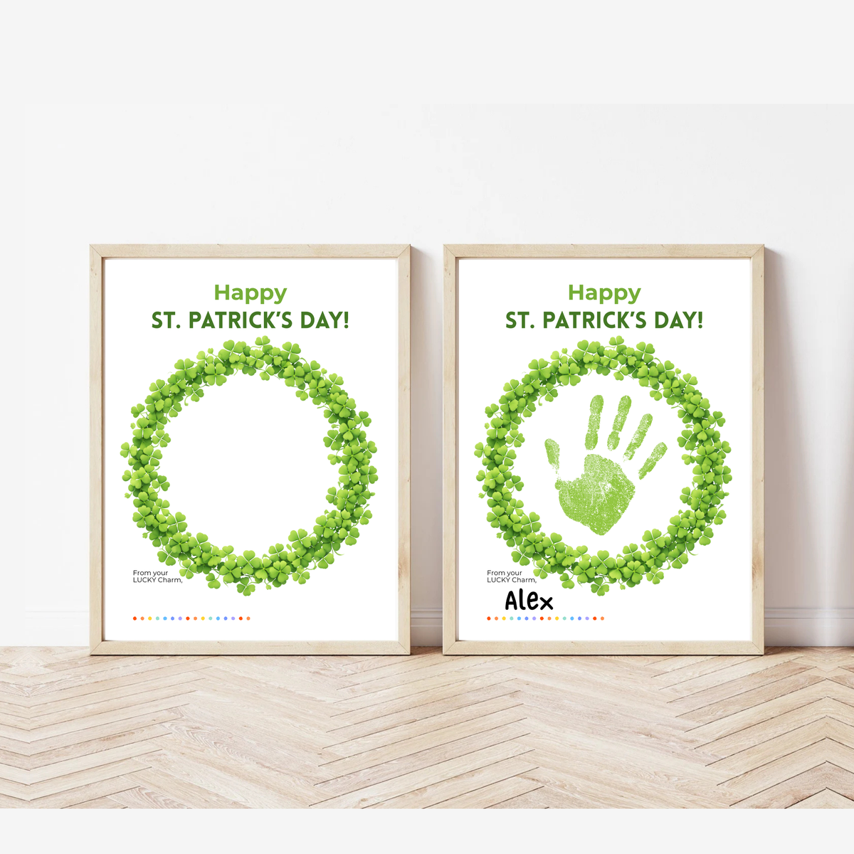 St. Patrick’s Day Handprint Craft Printable | Shamrock Wreath Keepsake Art for Kids | Personalized St. Patrick’s Day Activity PDF