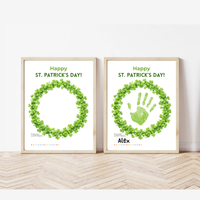 St. Patrick’s Day Handprint Craft Printable | Shamrock Wreath Keepsake Art for Kids | Personalized St. Patrick’s Day Activity PDF