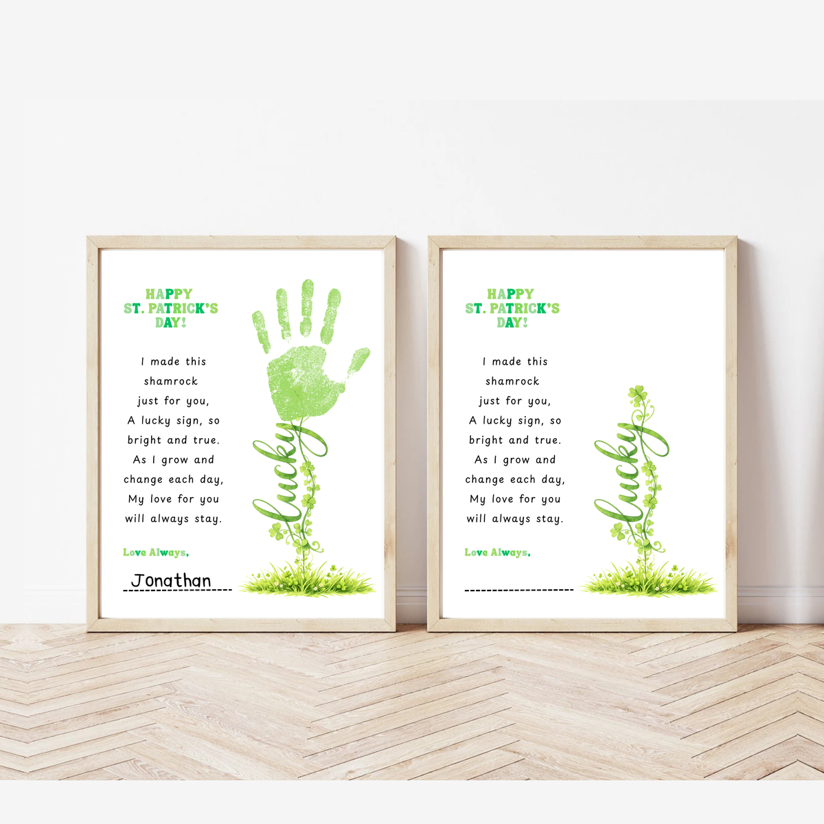 St. Patrick’s Day Handprint Craft Printable | Shamrock Poem Keepsake for Kids | Personalized St. Patrick’s Day Digital Print