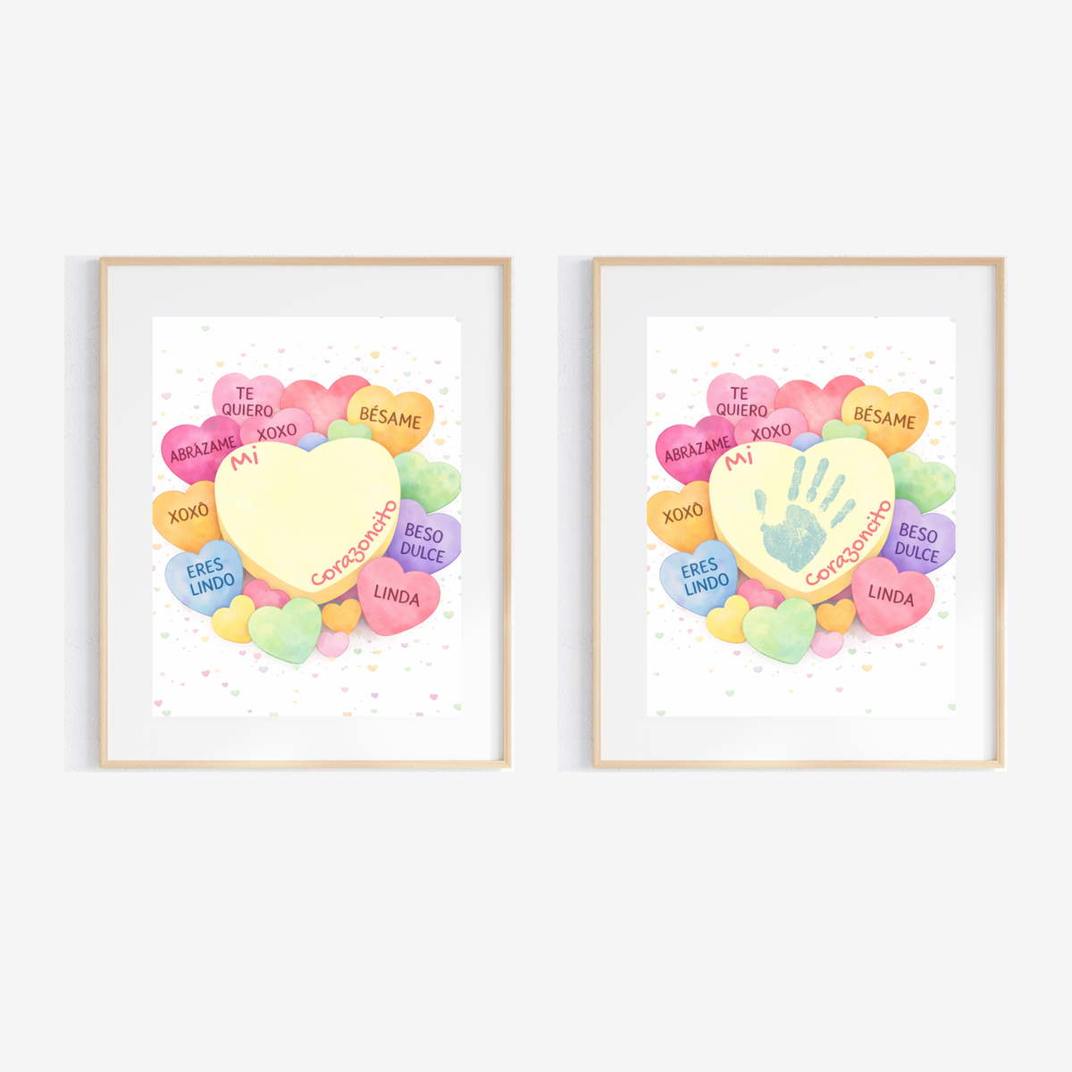 Spanish Valentine Handprint Craft for Kids | Mi Corazoncito Conversation Hearts Printable | Preschool Valentine Keepsake
