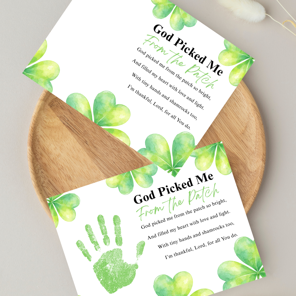 God Picked Me From the Patch Poem St. Patrick’s Day Handprint Craft Printable | Christian Shamrock Keepsake Art PDF | Faith-Based Kids Activity