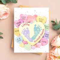 Valentine Sweetheart Candy Handprint & Footprint Craft for Kids | Conversation Heart Keepsake Printable