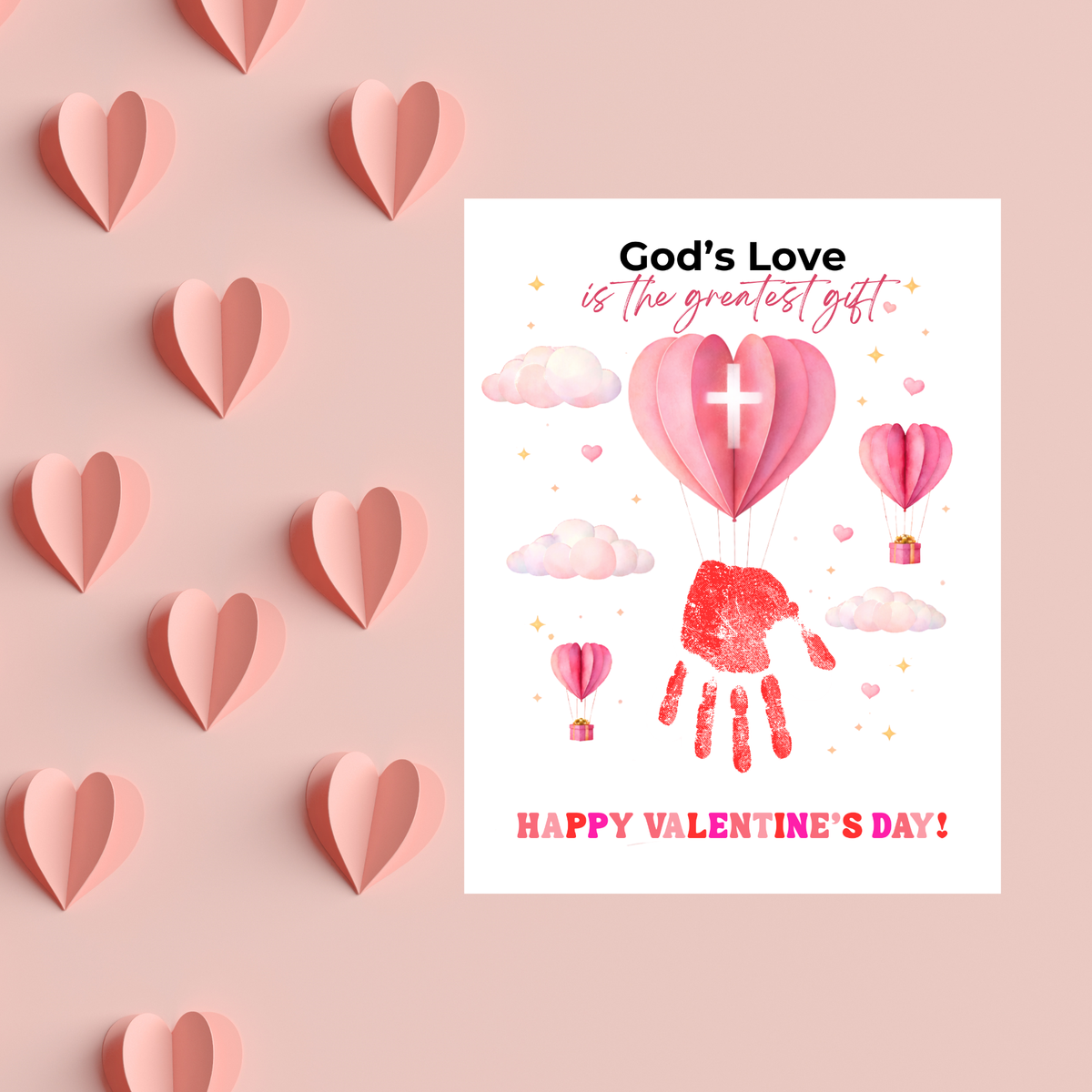 Christian Valentine Hot Air Balloon Handprint Craft | God’s Love Printable for Kids
