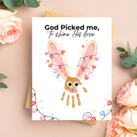 Christian Valentine Bunny Handprint Craft for Kids | God Picked Me Printable | Preschool Faith Valentine Keepsake