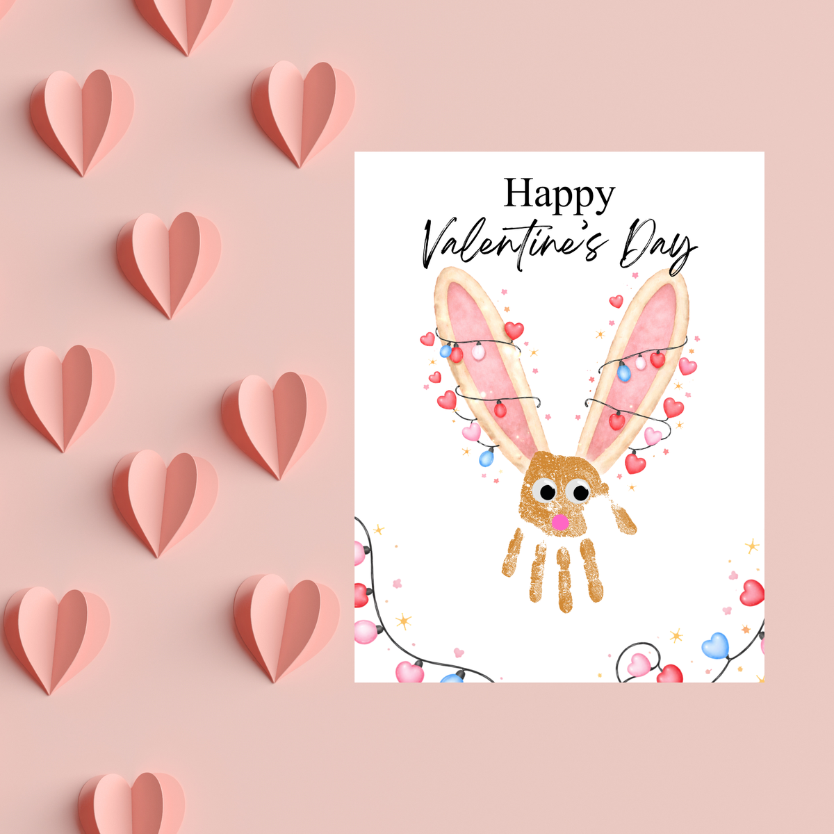 Valentine’s Day Bunny Handprint Craft | Preschool Valentine Printable Keepsake for Kids