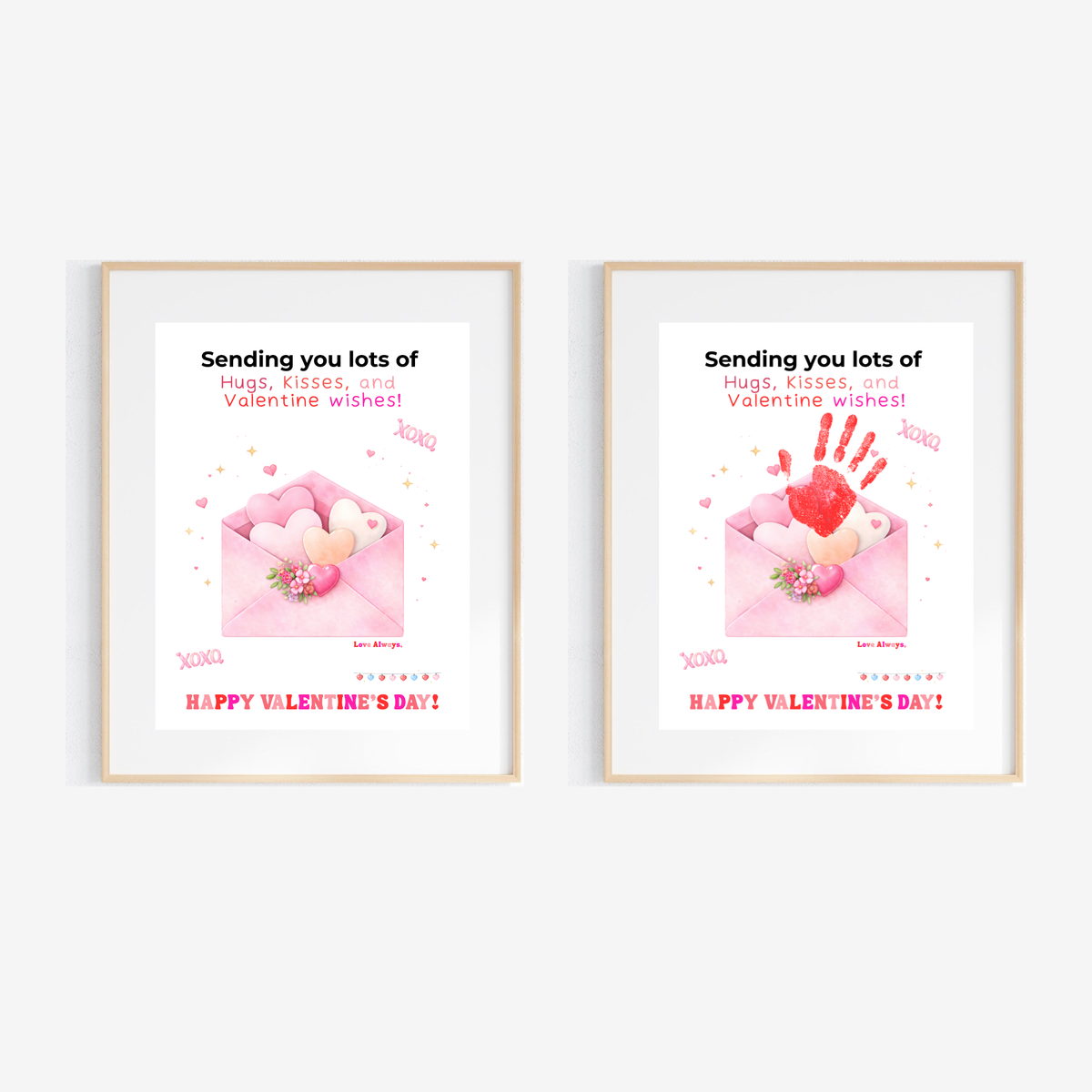 Valentine Handprint Craft for Kids | Hugs Kisses Valentine Wishes | Love Letter Envelope Keepsake
