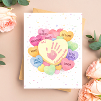 Spanish Valentine Handprint Craft for Kids | Mi Corazoncito Conversation Hearts Printable | Preschool Valentine Keepsake
