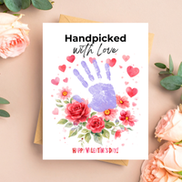 Valentine Flower Handprint Craft for Kids | Handpicked With Love Printable | Preschool Valentine Keepsake