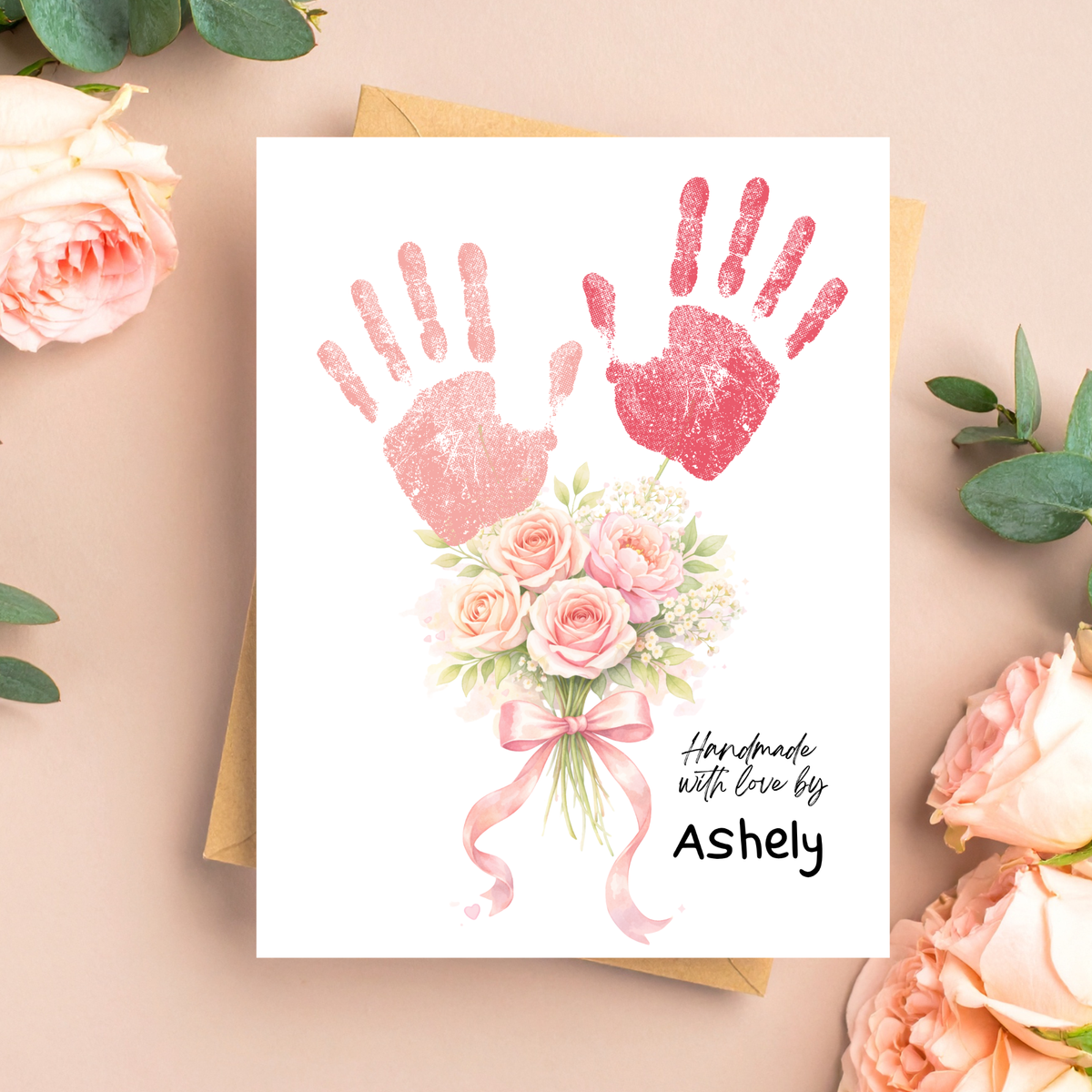 Rose Bouquet Handprint Craft for Kids | Valentine’s Day, Mother’s Day & Birthday Handmade With Love Keepsake