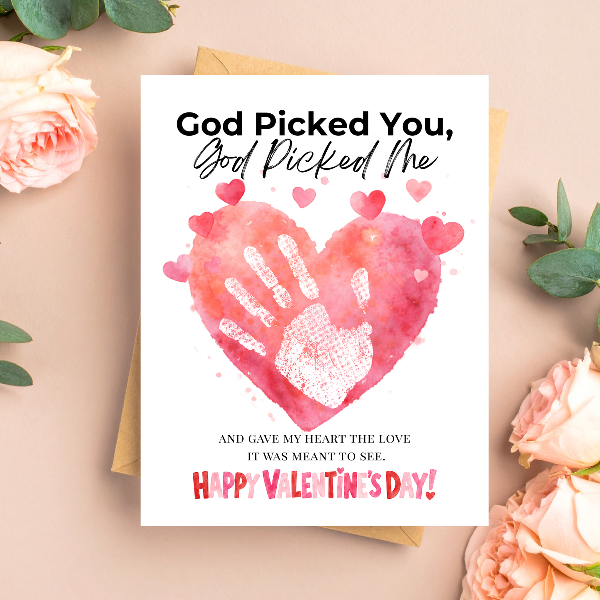 Christian Valentine Handprint Craft for Kids | God Picked You God Picked Me Valentine Keepsake  Description