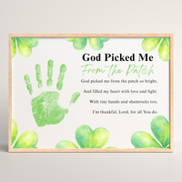 God Picked Me From the Patch Poem St. Patrick’s Day Handprint Craft Printable | Christian Shamrock Keepsake Art PDF | Faith-Based Kids Activity