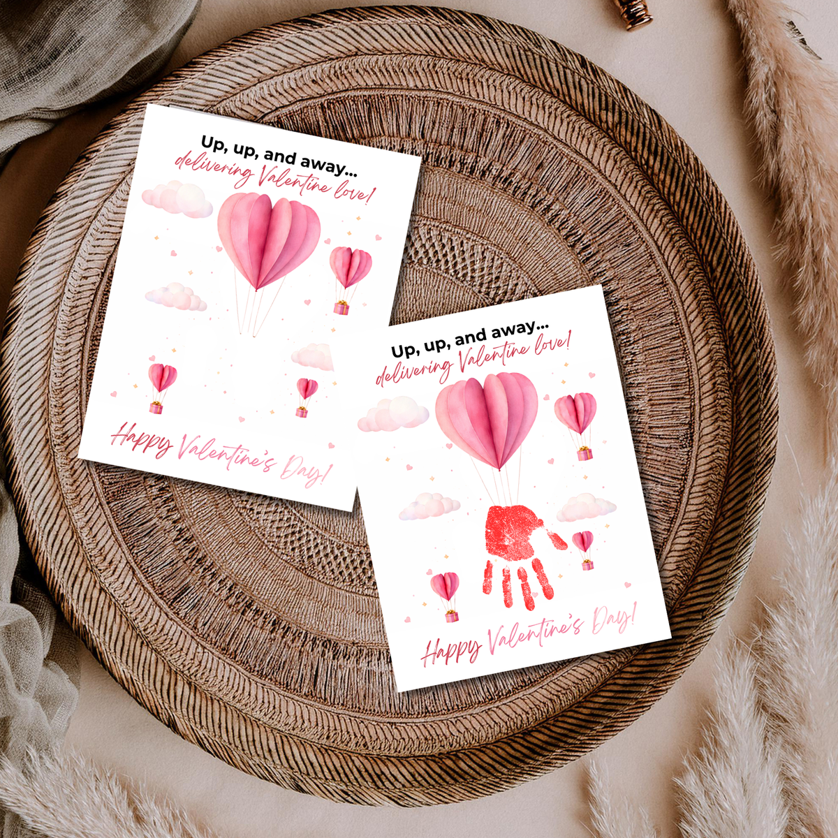 Valentine Hot Air Balloon Handprint Craft | Up Up and Away Valentine Printable for Kids