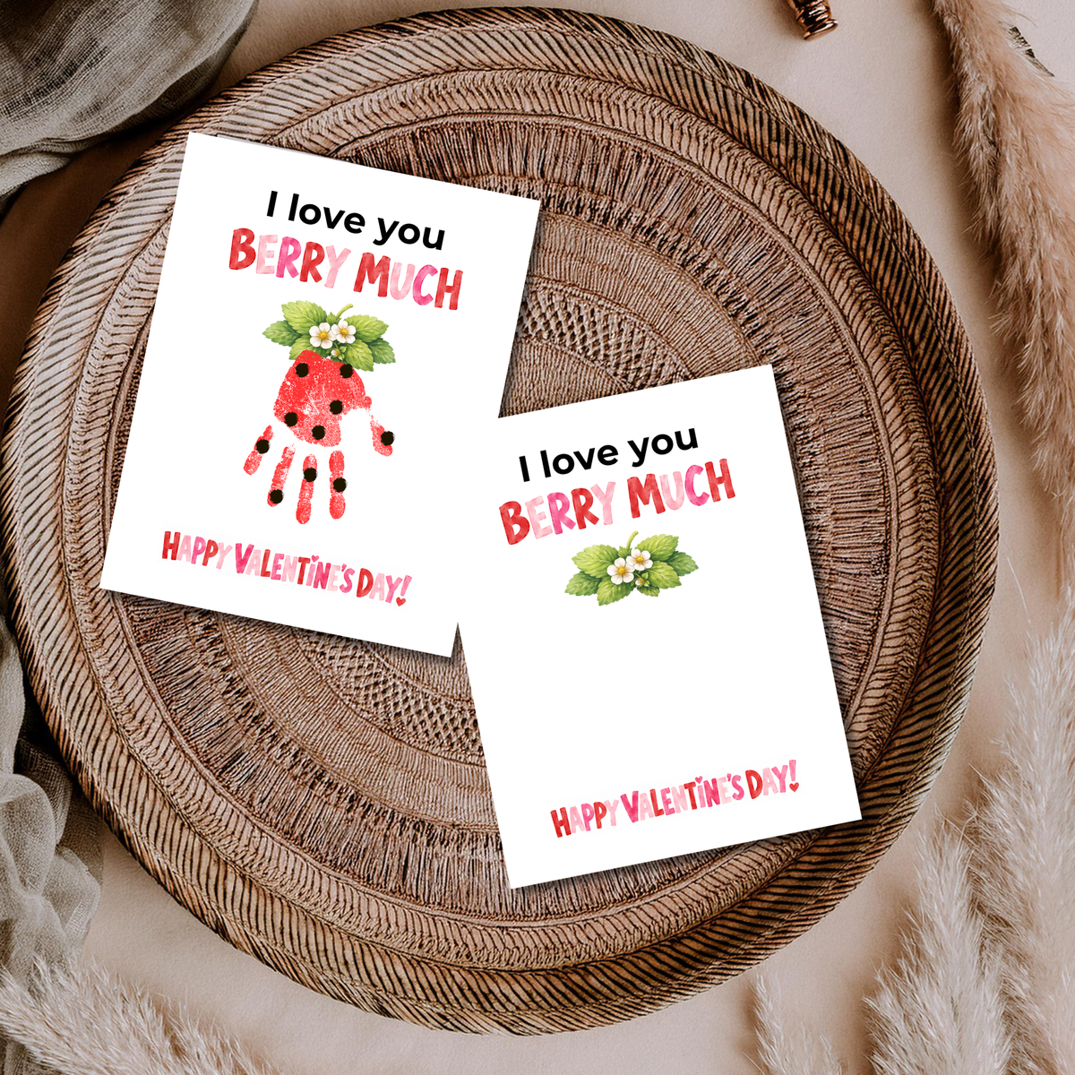 I Love You Berry Much Handprint Craft | Strawberry Valentine’s Day Printable for Kids