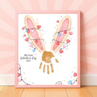 My First Valentine’s Day 2027 Bunny Handprint Craft for Baby | First Valentine Keepsake Printable