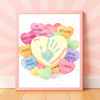 Spanish Valentine Handprint Craft for Kids | Mi Corazoncito Conversation Hearts Printable | Preschool Valentine Keepsake