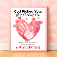Christian Valentine Handprint Craft for Kids | God Picked You God Picked Me Valentine Keepsake  Description