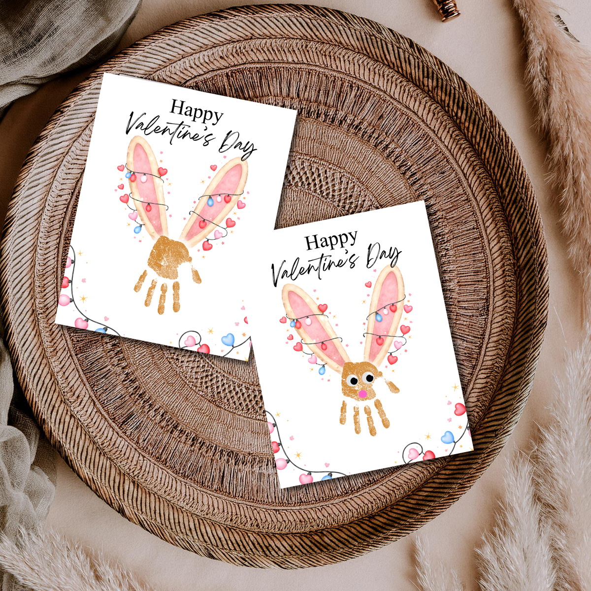 Valentine’s Day Bunny Handprint Craft | Preschool Valentine Printable Keepsake for Kids