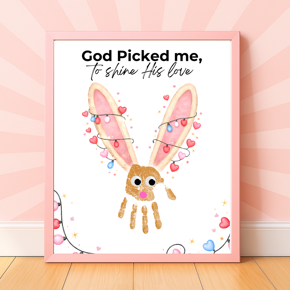 Christian Valentine Bunny Handprint Craft for Kids | God Picked Me Printable | Preschool Faith Valentine Keepsake