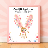 Christian Valentine Bunny Handprint Craft for Kids | God Picked Me Printable | Preschool Faith Valentine Keepsake