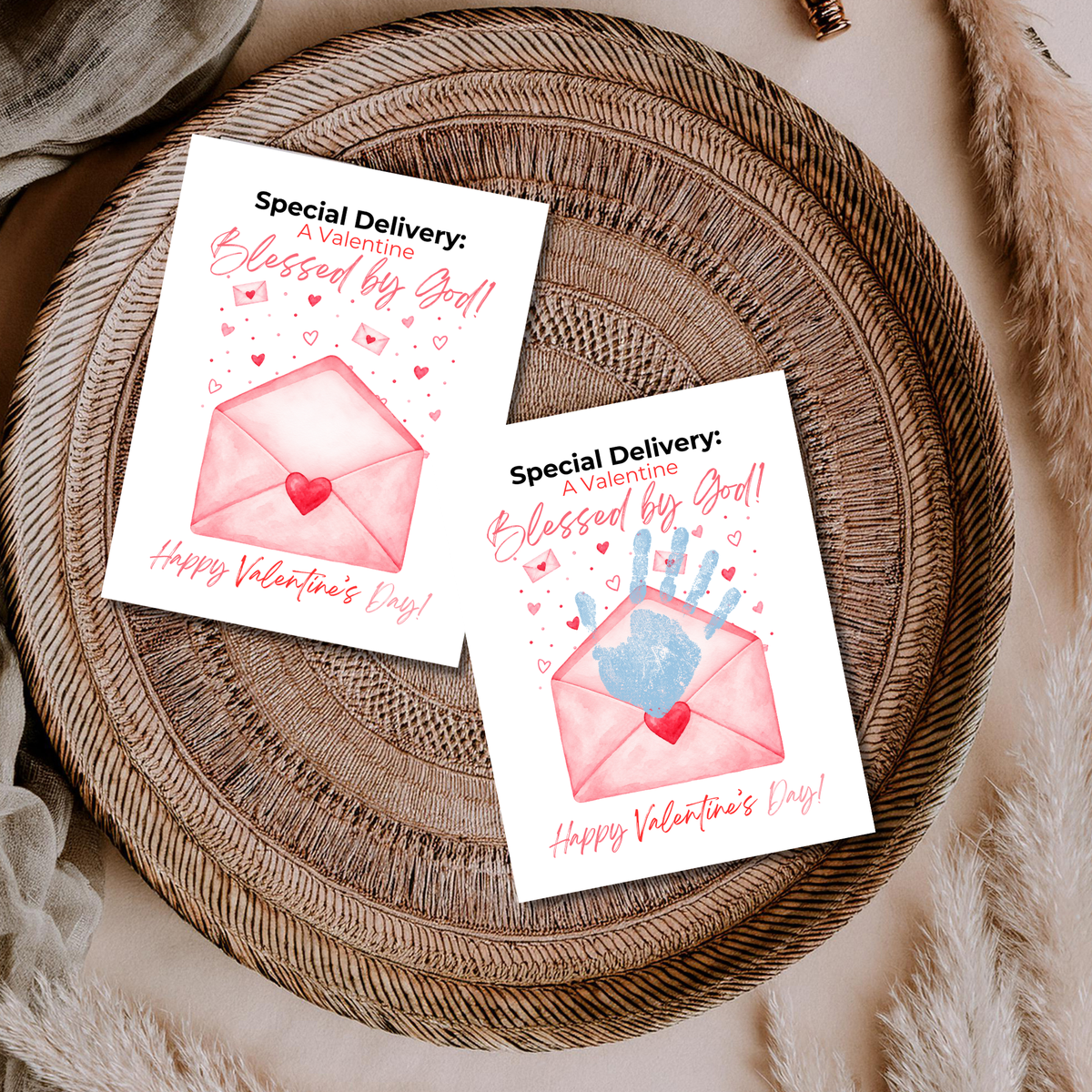 Christian Valentine Envelope Handprint Craft | Blessed by God Valentine Printable Keepsake for Kids