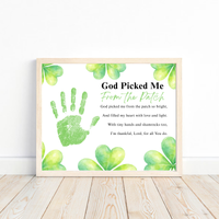 God Picked Me From the Patch Poem St. Patrick’s Day Handprint Craft Printable | Christian Shamrock Keepsake Art PDF | Faith-Based Kids Activity