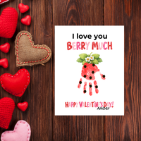 I Love You Berry Much Handprint Craft | Strawberry Valentine’s Day Printable for Kids