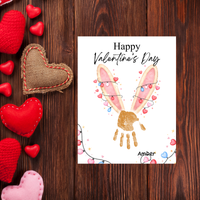 Valentine’s Day Bunny Handprint Craft | Preschool Valentine Printable Keepsake for Kids