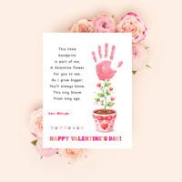 Valentine’s Day Handprint Craft Printable for Kids | Keepsake Art | Valentine Flower Design