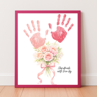 Floral Handprint Printable Gift for Her | Mother’s Day, Grandma, Teacher Appreciation, Birthday Keepsake | Handmade with Love Art