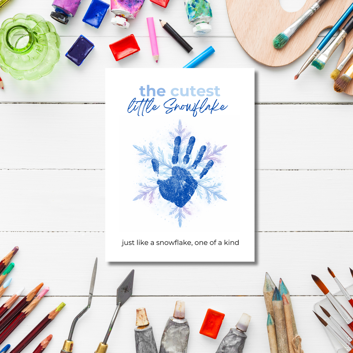 Winter Handprint Snowflake Craft Printable for Kids | Little Snowflake Keepsake Art | One of a Kind Winter Decor PDF