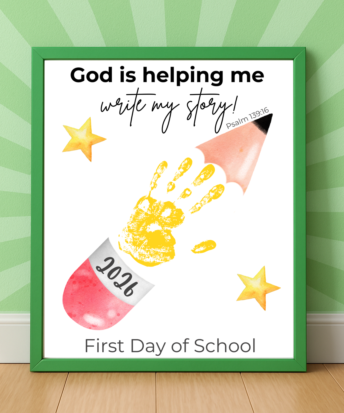 Christian First & Last Day of School Pencil Handprint Craft Printable for Kids | Faith-Inspired Keepsake | God Is Helping Me Write My Story