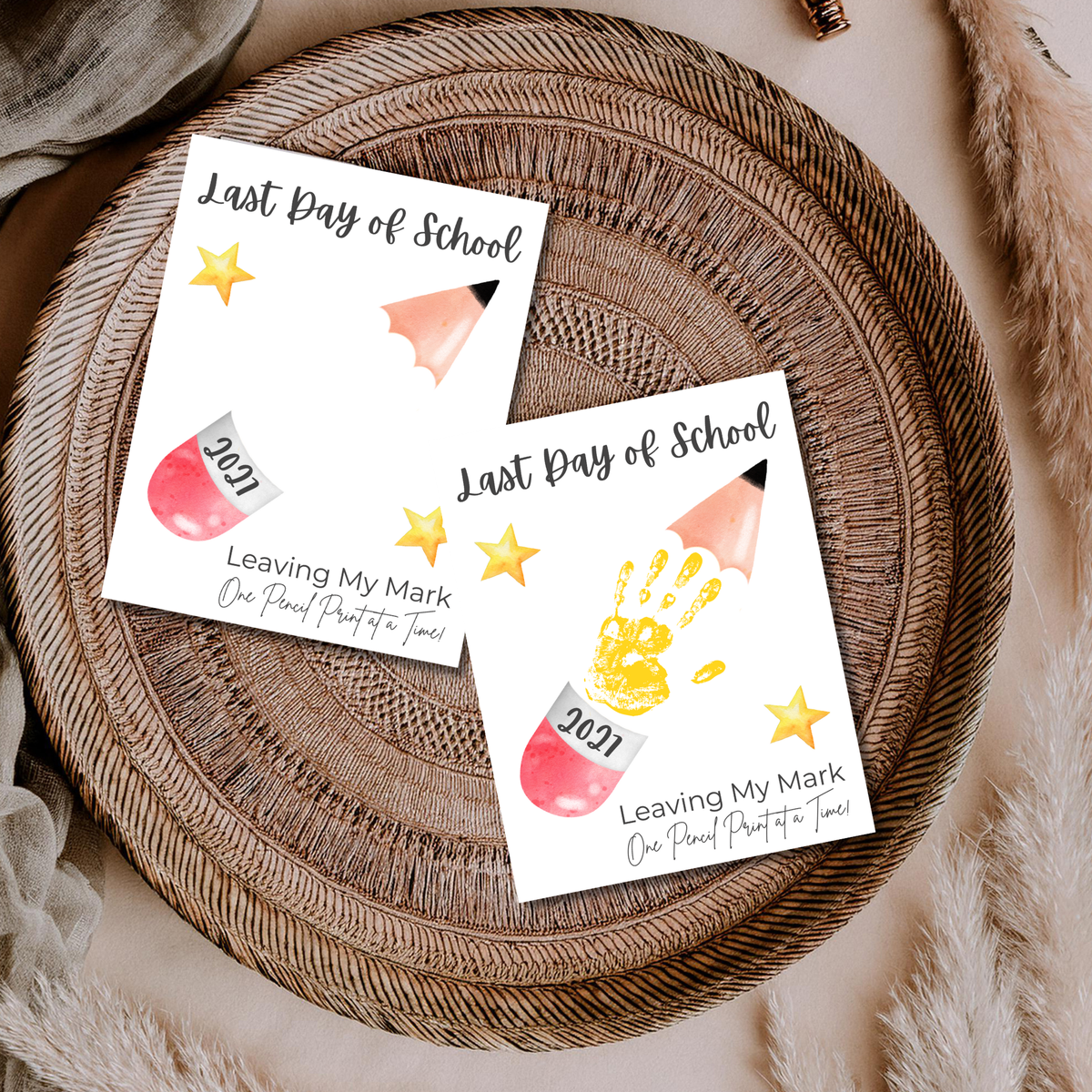 First & Last Day of School Handprint Printable for Kids | School Milestone Keepsake | Leaving My Mark One Pencil Print at a Time