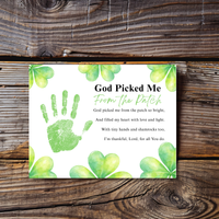 God Picked Me From the Patch Poem St. Patrick’s Day Handprint Craft Printable | Christian Shamrock Keepsake Art PDF | Faith-Based Kids Activity