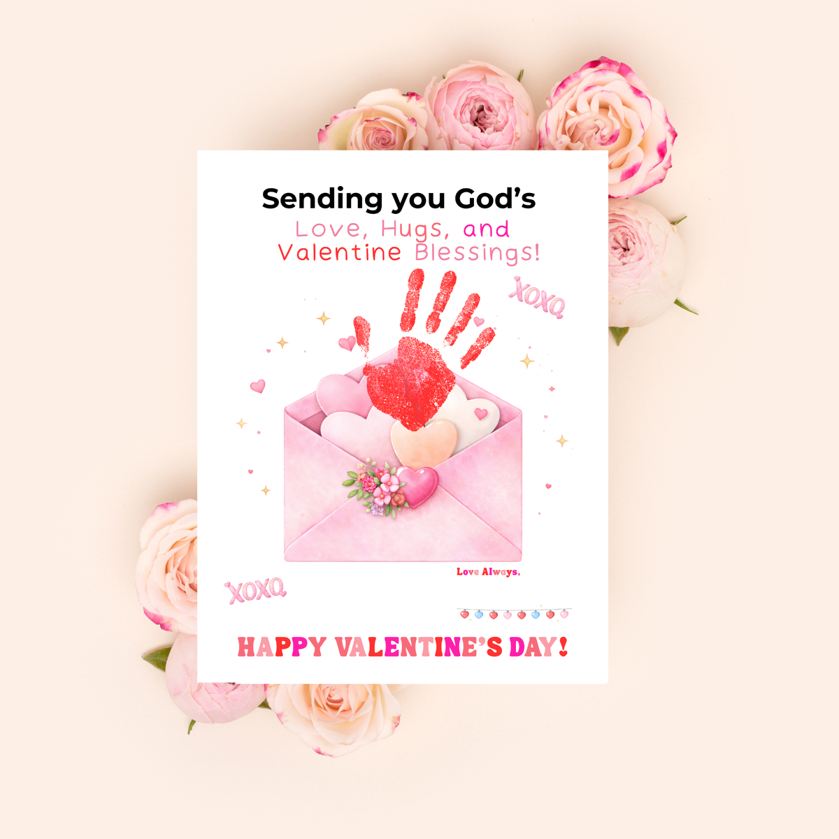 Christian Valentine Handprint Craft for Kids | God’s Love Valentine Blessings | Faith-Based Envelope Keepsake