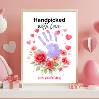 Valentine Flower Handprint Craft for Kids | Handpicked With Love Printable | Preschool Valentine Keepsake