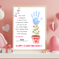 Valentine’s Day Handprint Craft Printable for Kids | Keepsake Art | Valentine Flower Design