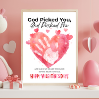 Christian Valentine Handprint Craft for Kids | God Picked You God Picked Me Valentine Keepsake  Description