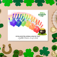 Rainbow Handprint Craft Printable for Kids | St. Patrick’s Day Keepsake Art | Pot of Gold Activity PDF
