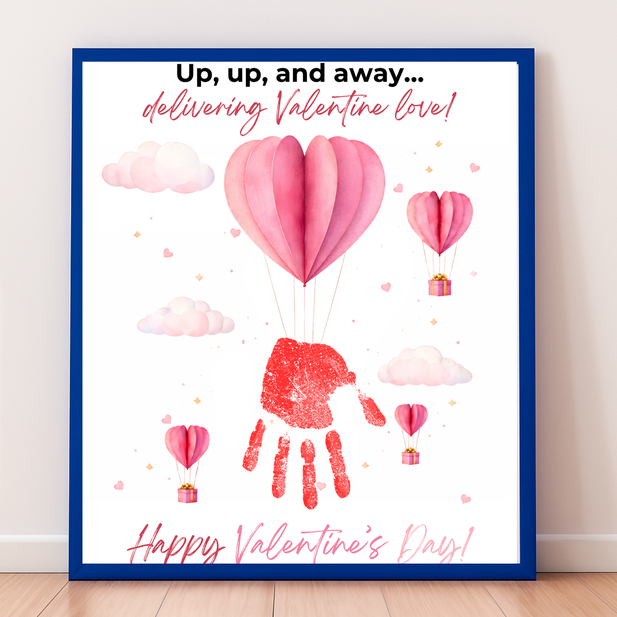 Valentine Hot Air Balloon Handprint Craft | Up Up and Away Valentine Printable for Kids