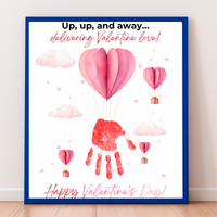 Valentine Hot Air Balloon Handprint Craft | Up Up and Away Valentine Printable for Kids