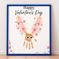 Valentine’s Day Bunny Handprint Craft | Preschool Valentine Printable Keepsake for Kids