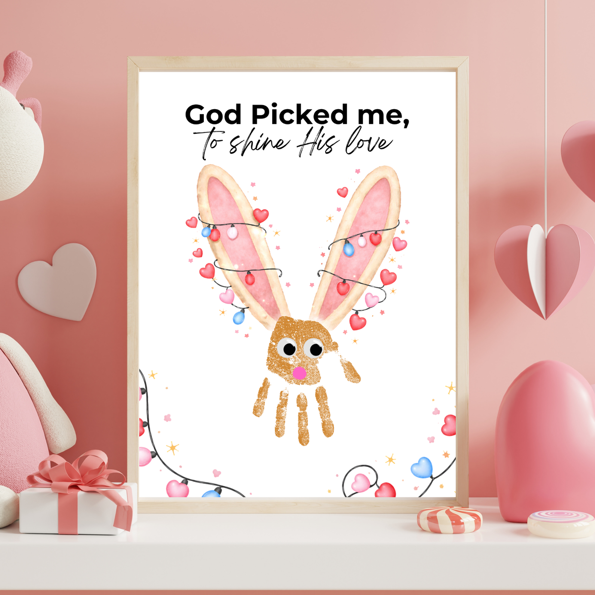Christian Valentine Bunny Handprint Craft for Kids | God Picked Me Printable | Preschool Faith Valentine Keepsake