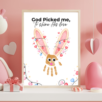 Christian Valentine Bunny Handprint Craft for Kids | God Picked Me Printable | Preschool Faith Valentine Keepsake