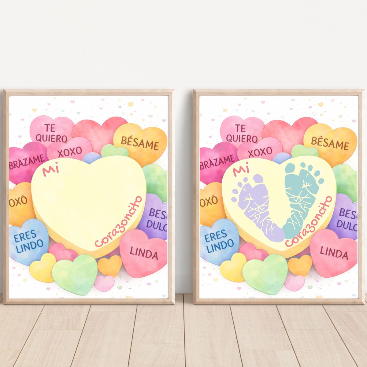 Spanish Valentine Handprint Craft for Kids | Mi Corazoncito Conversation Hearts Printable | Preschool Valentine Keepsake