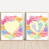 Spanish Valentine Handprint Craft for Kids | Mi Corazoncito Conversation Hearts Printable | Preschool Valentine Keepsake