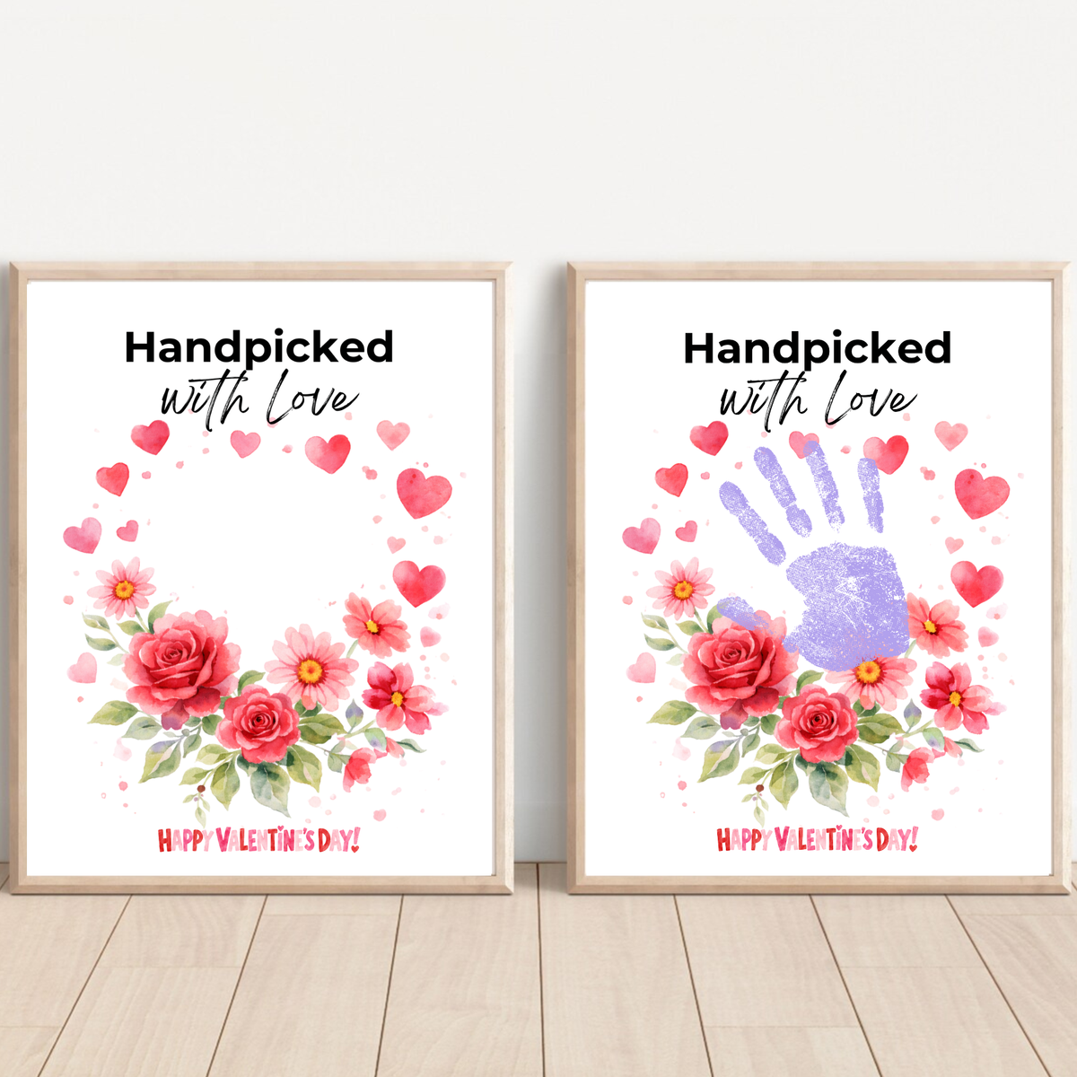 Valentine Flower Handprint Craft for Kids | Handpicked With Love Printable | Preschool Valentine Keepsake