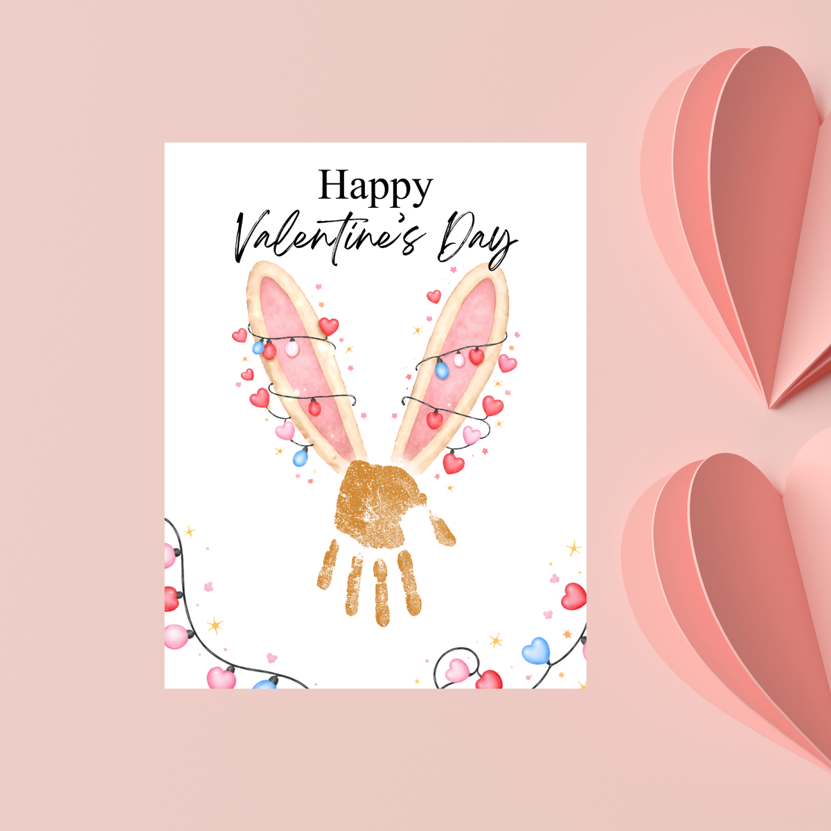 Valentine’s Day Bunny Handprint Craft | Preschool Valentine Printable Keepsake for Kids